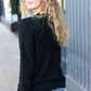 Classy Chic Black Mock Neck Chest Pocket Knit Sweater