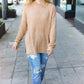 Classy Chic Taupe Mock Neck Chest Pocket Knit Sweater