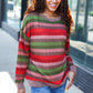 Perfectly You Olive & Mauve Stripe Two-Tone Banded Sweater Top