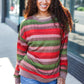 Perfectly You Olive & Mauve Stripe Two-Tone Banded Sweater Top