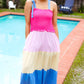 Vacay Vibes Hot Pink & Blue Smocked Color Block Maxi Dress