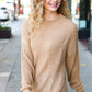 Classy Chic Taupe Mock Neck Chest Pocket Knit Sweater