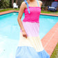 Vacay Vibes Hot Pink & Blue Smocked Color Block Maxi Dress