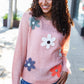 Eyes On You Terracotta Flower Patch Oversized Knit Sweater