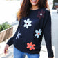 Eyes On You Black Flower Patch Oversized Knit Sweater