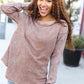 Casual Living Camel Washed Baby Waffle Long Sleeve Top