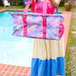 Pink & Blue Tropical Print Collapsible Canvas Strap Tote