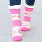 Hot Pink Reindeer Sherpa Traction Bottom Slipper Socks