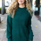 Classy Chic Hunter Green Mock Neck Chest Pocket Knit Sweater