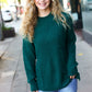 Classy Chic Hunter Green Mock Neck Chest Pocket Knit Sweater