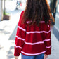 Fall For You Crimson Stripe Notched Neck Collared Oversized Sweater