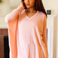 All For Love Peach Waffle Knit V Neck Dolman Top