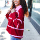 Fall For You Crimson Stripe Notched Neck Collared Oversized Sweater