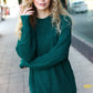 Classy Chic Hunter Green Mock Neck Chest Pocket Knit Sweater