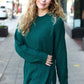 Classy Chic Hunter Green Mock Neck Chest Pocket Knit Sweater