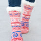 Blush Holiday Sherpa Traction Bottom Slipper Socks