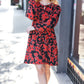 Boldly You Rust & Black Floral Print Front Tie Dress