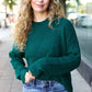 Classy Chic Hunter Green Mock Neck Chest Pocket Knit Sweater