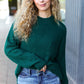 Classy Chic Hunter Green Mock Neck Chest Pocket Knit Sweater