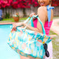 Turquoise Pineapple Print Collapsible Canvas & Nylon Tote