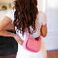 Pink Flap Magnetic Snap Closure Structured Crossbody Bag