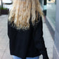 Follow Me Black Pointelle Knit Button Down Cardigan