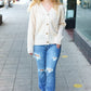 Follow Me Oatmeal Pointelle Knit Button Down Cardigan