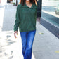 Easy Living Olive Textured Knit Notch Neck Oversized Collar Sweater