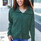 Easy Living Olive Textured Knit Notch Neck Oversized Collar Sweater