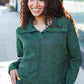 Easy Living Olive Textured Knit Notch Neck Oversized Collar Sweater