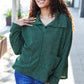 Easy Living Olive Textured Knit Notch Neck Oversized Collar Sweater