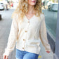 Follow Me Oatmeal Pointelle Knit Button Down Cardigan