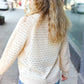 Follow Me Oatmeal Pointelle Knit Button Down Cardigan