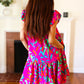 You Got This Purple Abstract Floral Print Tiered Ruffle Sleeve Dress