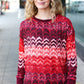 Holiday Vibes Wine Cable Knit Print Hacci Knit Sweater