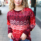 Holiday Vibes Wine Cable Knit Print Hacci Knit Sweater