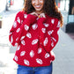 Game Day Red Football Print Jacquard Knit Sweater