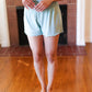 Seafoam Smocked Waist Scalloped Shorts