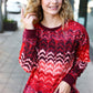 Holiday Vibes Wine Cable Knit Print Hacci Knit Sweater