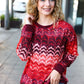 Holiday Vibes Wine Cable Knit Print Hacci Knit Sweater