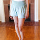 Seafoam Smocked Waist Scalloped Shorts