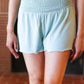 Seafoam Smocked Waist Scalloped Shorts