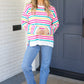 Bold & Sassy Fuchsia Multi Stripe Pullover Sweater