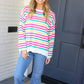 Bold & Sassy Fuchsia Multi Stripe Pullover Sweater