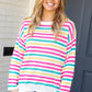 Bold & Sassy Fuchsia Multi Stripe Pullover Sweater