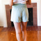 Seafoam Smocked Waist Scalloped Shorts