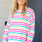 Bold & Sassy Fuchsia Multi Stripe Pullover Sweater