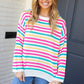 Bold & Sassy Fuchsia Multi Stripe Pullover Sweater