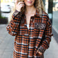 Put Together Rust Plaid & Animal Print Button Down Jacket