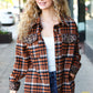 Put Together Rust Plaid & Animal Print Button Down Jacket